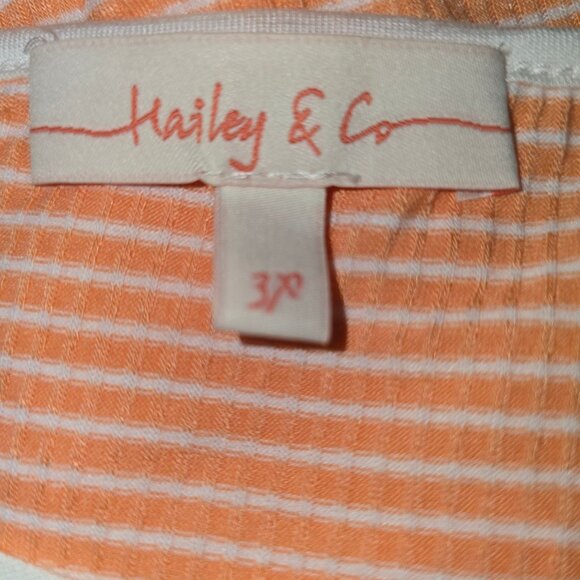 Hailey & Co. Out of Town Ribbed Stripe Flutter Slv Criss Cross V-Neck Top, NWOT - Picture 5 of 6